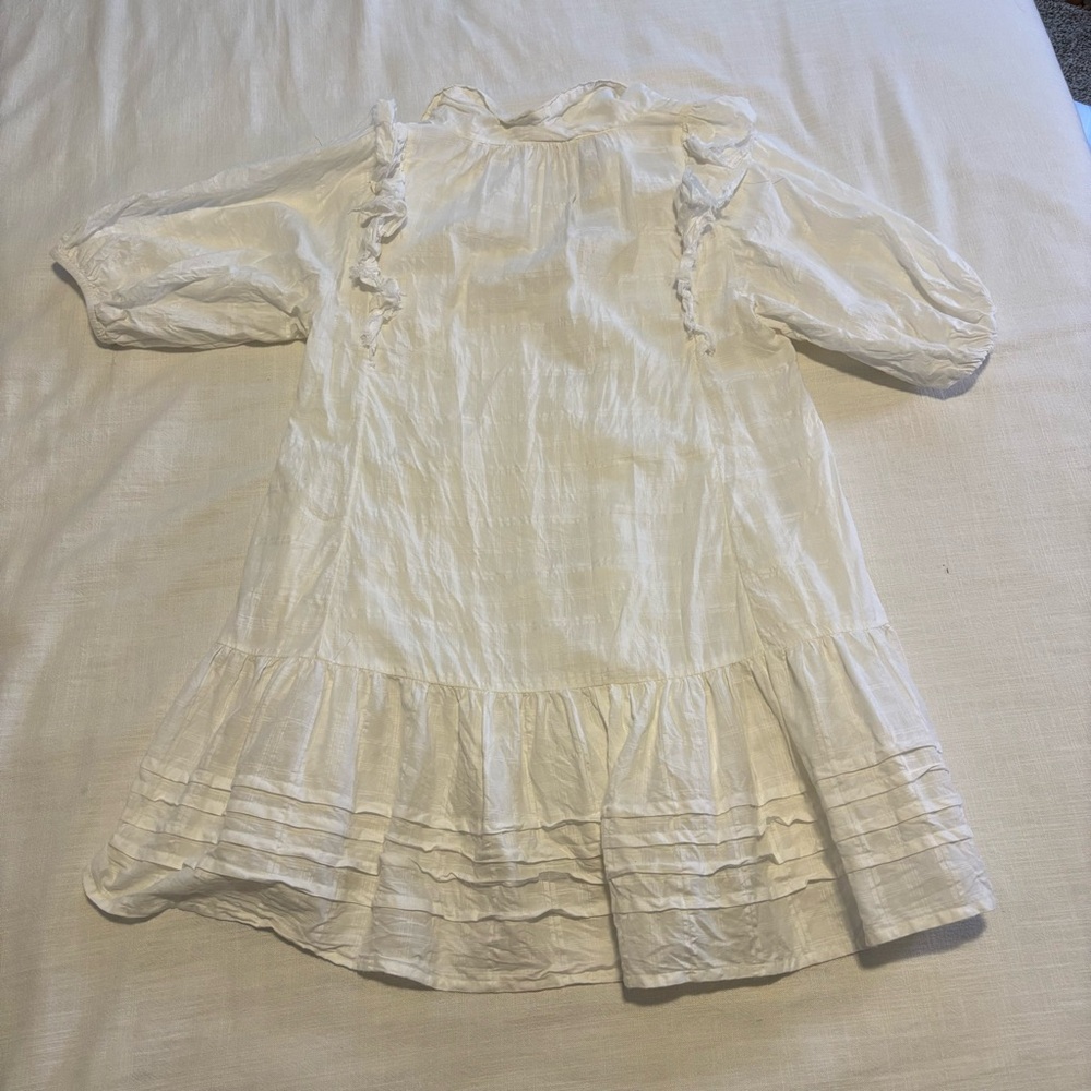 Free People White Lace-Trim V-Neck Mini Dress - Picture 8 of 14